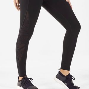 Fabletics Black Mid-rise Mesh Powerhold Legging